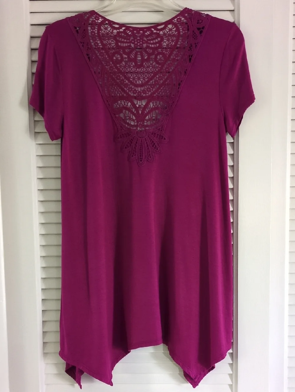 Apt. 9 Open-Front Cardigan Sweater with Lace Back. Size S. Magenta - Picture 3 of 8